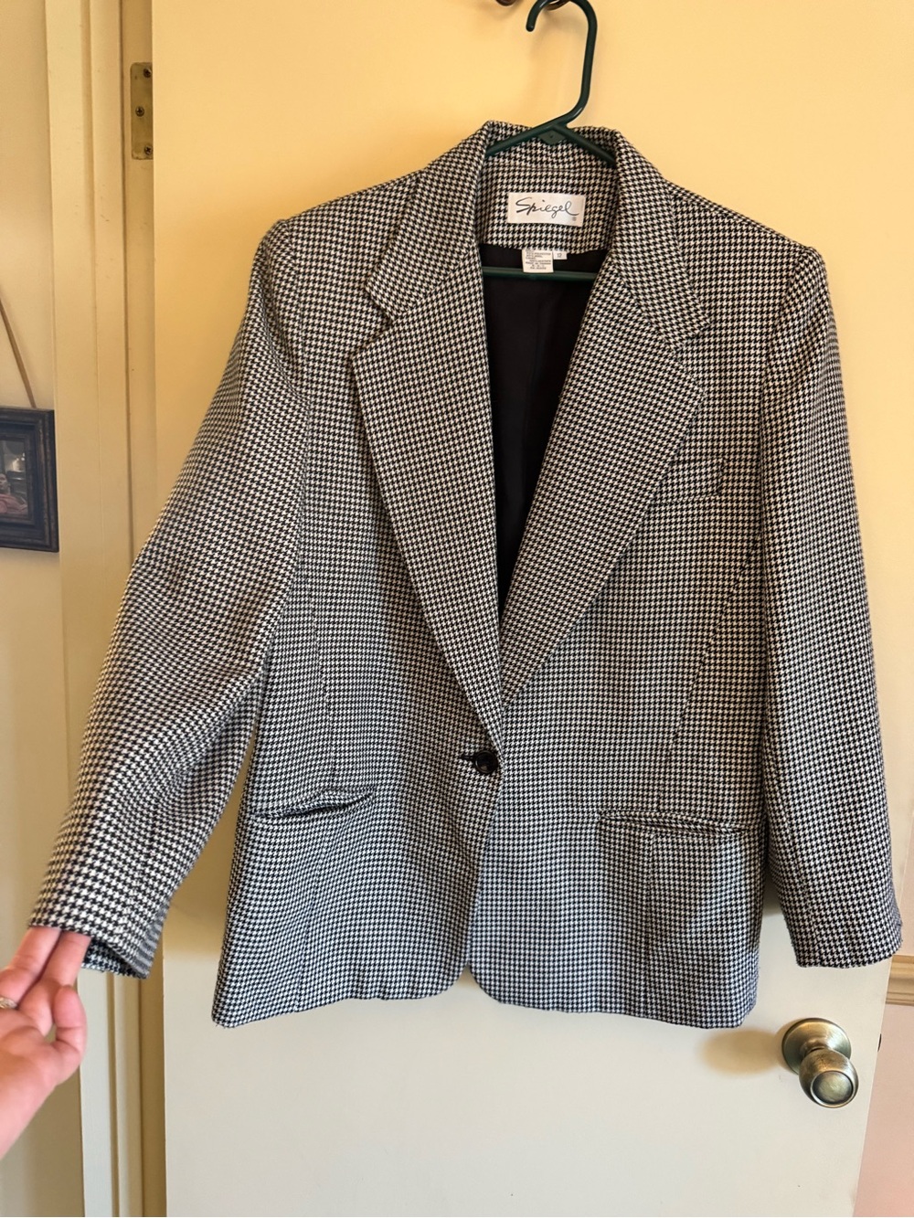 Spiegel Black and White Houndstooth Blazer